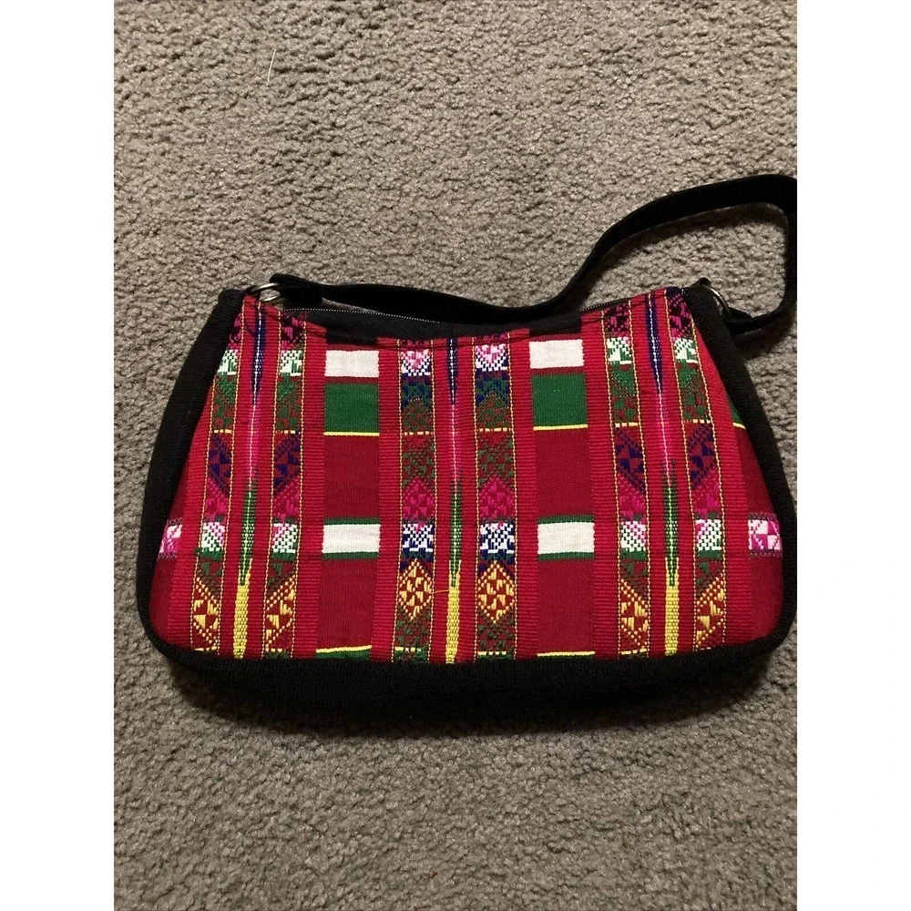 Vibrant Fabric Patchwork Purse Embroidered‎ Threaded Designs